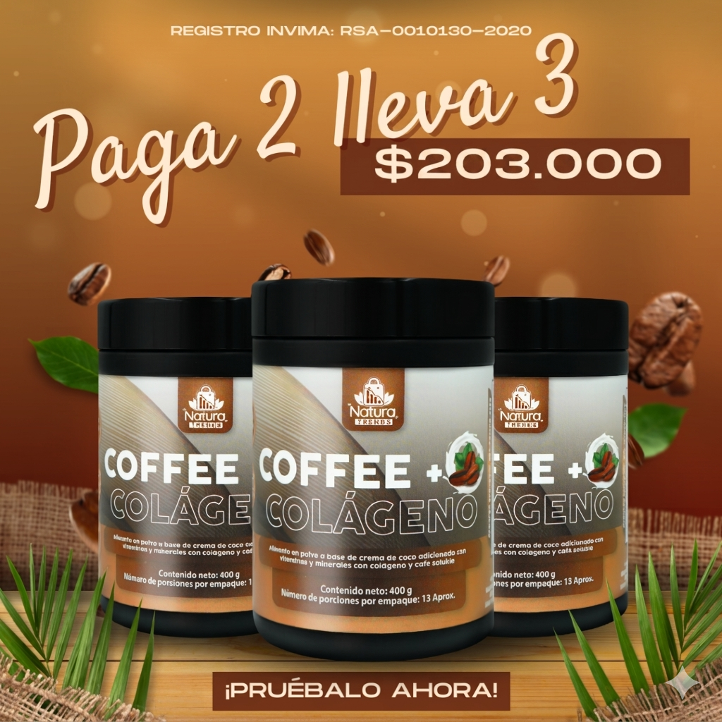 Café con Colágeno Essential Naturals – Vainilla o Capuccino