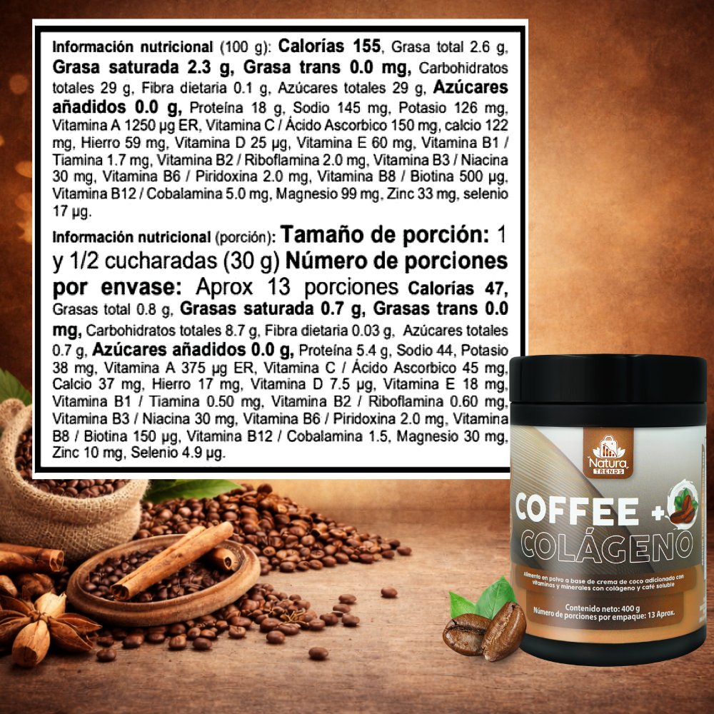 Tabla nutricional Coffee + Colágeno 400g